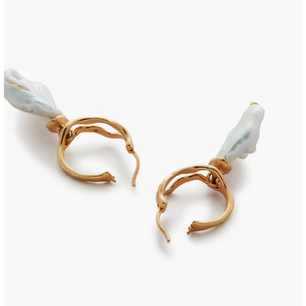 Monica Vinader Gold and White Crescent Earrings